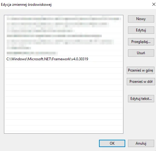Dodawanie zmiennej środowiskowej dla "csc" w Windows 10 Dodawanie zmiennej środowiskowej dla "csc" w Windows 10