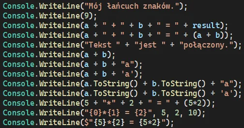 Formatowanie łańcuchów znaków w języku C# Formatowanie łańcuchów znaków w języku C#