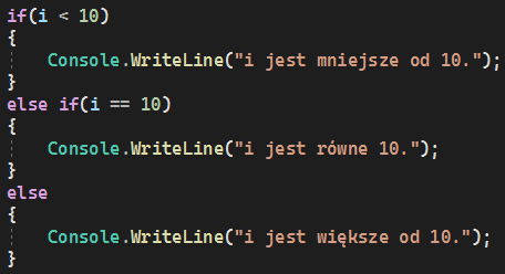 Instrukcja warunkowa w języku C#