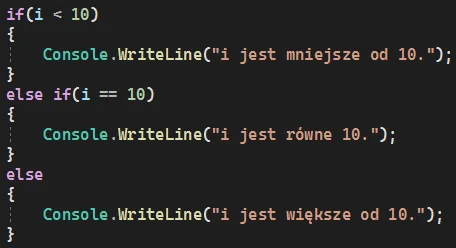 Instrukcja warunkowa w języku C# Instrukcja warunkowa w języku C#