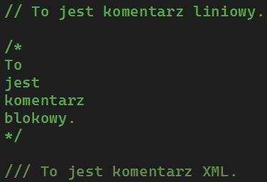 Komentarze w języku C#