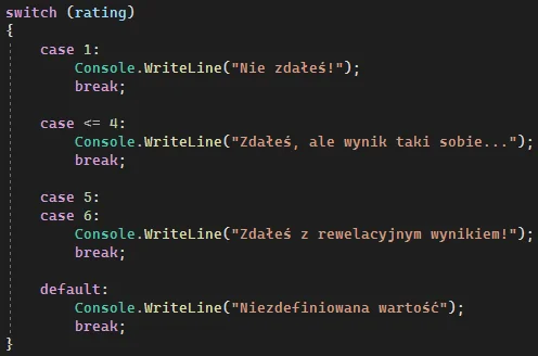 Instrukcja "switch" w języku C# Instrukcja "switch" w języku C#