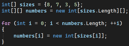 Tablica nieregularna w języku C#