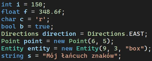 Typy danych w języku C# Typy danych w języku C#