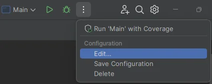 Edycja ustawień uruchamiania programu w "IntelliJIDEA" Edycja ustawień uruchamiania programu w "IntelliJIDEA"