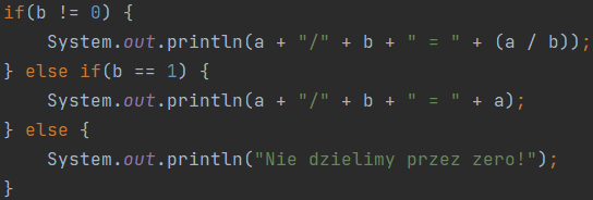Instrukcja warunkowa w języku Java