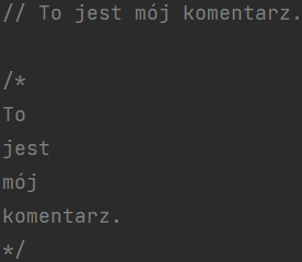 Komentarze w języku Java Komentarze w języku Java