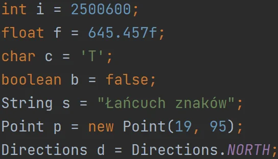 Typy danych w języku Java Typy danych w języku Java