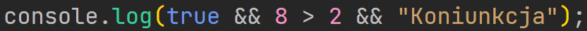 Koniunkcja zwracająca wartość logiczną w języku JavaScript
