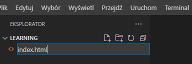Tworzenie pliku HTML w programie "VSCode" Tworzenie pliku HTML w programie "VSCode"