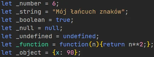 Typy danych w języku JavaScript Typy danych w języku JavaScript
