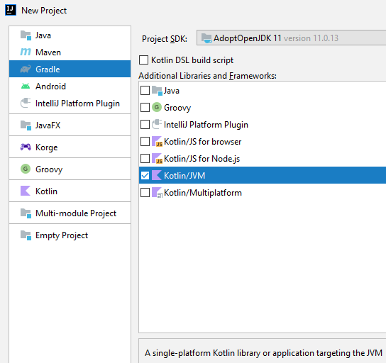 Projekt typu "Gradle" w "IntelliJIDEA"