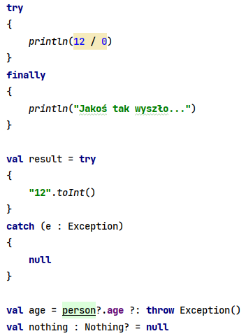 Przechwytywanie wyjątków w języku Kotlin