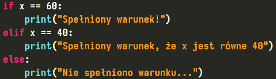 Instrukcja warunkowa z "elif" w Pythonie