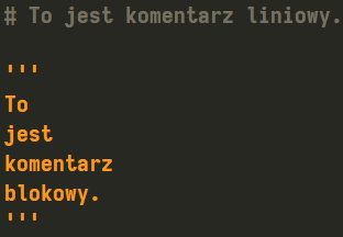 Komentarz liniowy i blokowy w Pythonie Komentarz liniowy i blokowy w Pythonie