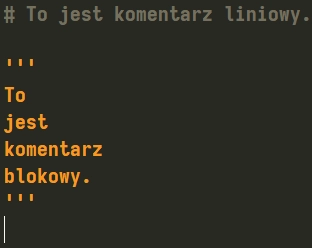 Komentarz liniowy i blokowy w Pythonie Komentarz liniowy i blokowy w Pythonie
