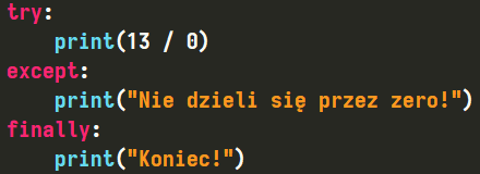 Przechwytywanie wyjątku dzielenia przez zero w Pythonie