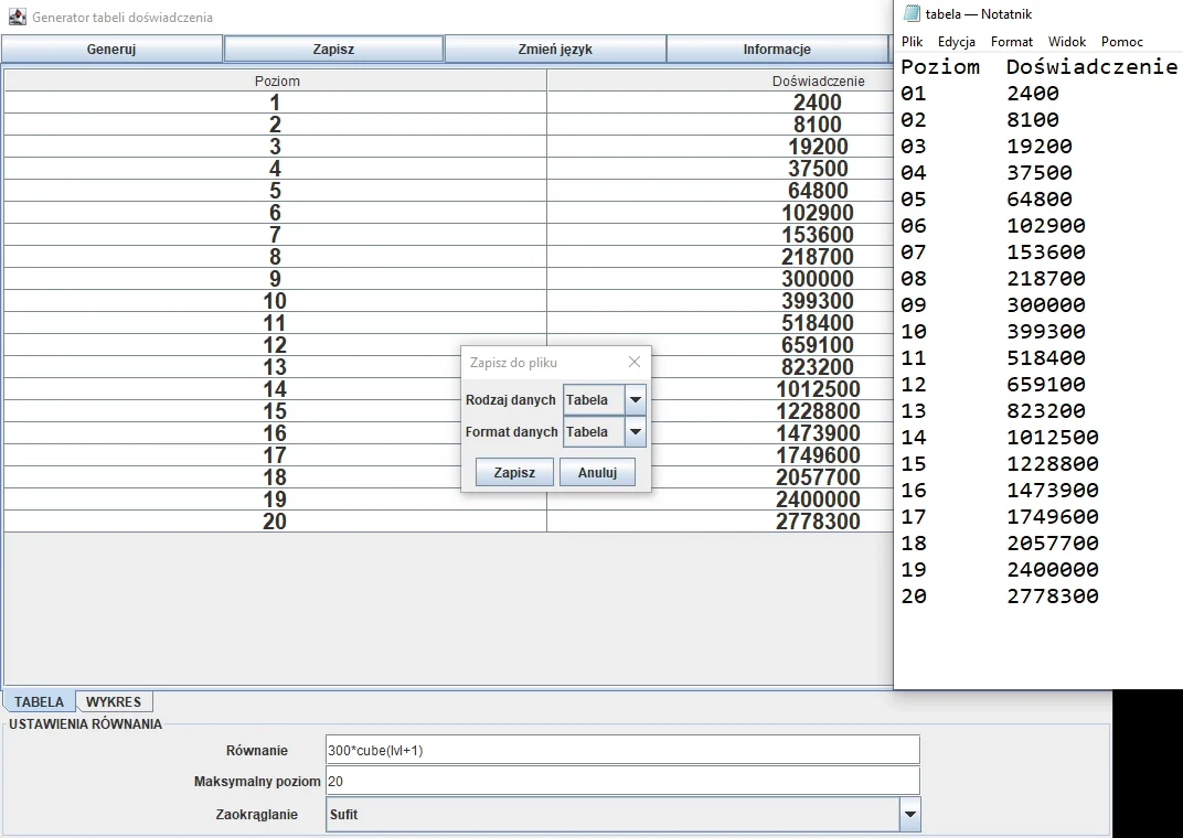 Wygląd programu "Statistic Table Generator" z dnia 14 września, 2020 roku Wygląd programu "Statistic Table Generator" z dnia 14 września, 2020 roku