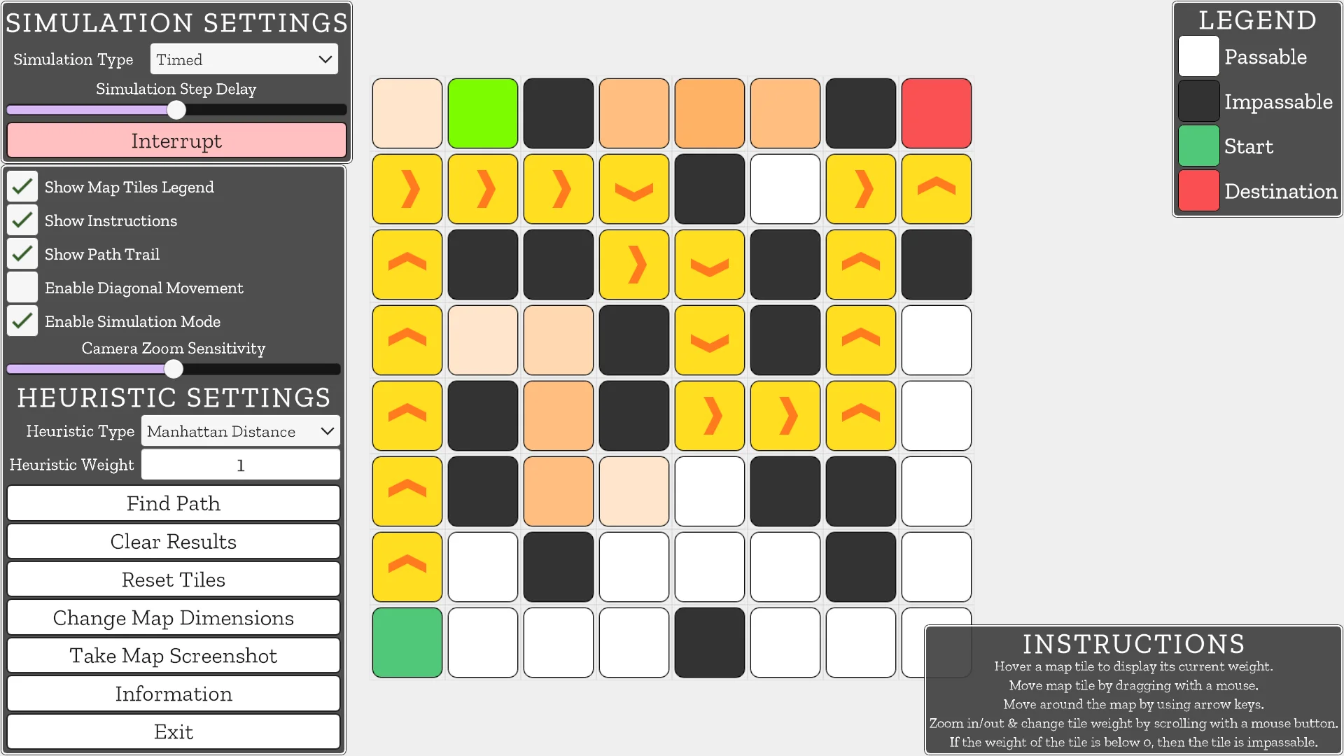 Zrzut ekranu z programu "A* Visualiser" (2025) Zrzut ekranu z programu "A* Visualiser" (2025)