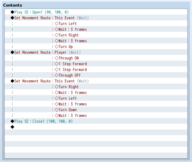 Okno zdarzeń zamykania drzwi w "RPG Maker MZ" Okno zdarzeń zamykania drzwi w "RPG Maker MZ"