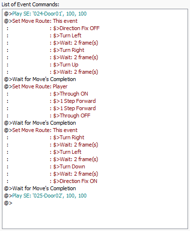 Okno zdarzeń zamykania drzwi w "RPG Maker XP" Okno zdarzeń zamykania drzwi w "RPG Maker XP"