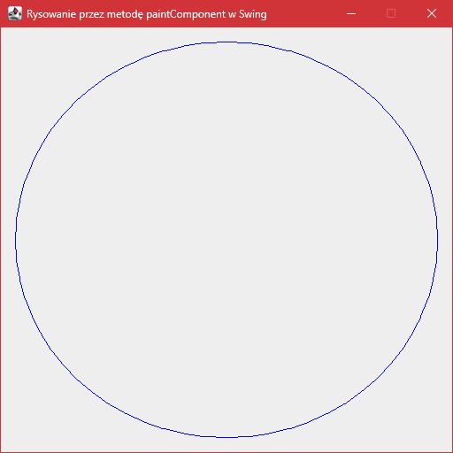 Wygląd narysowanej elipsy przy użyciu metody "paintComponent" komponentu "JPanel" w "Swing"