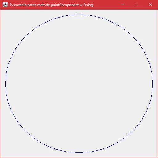 Wygląd narysowanej elipsy przy użyciu metody "paintComponent" komponentu "JPanel" w "Swing"