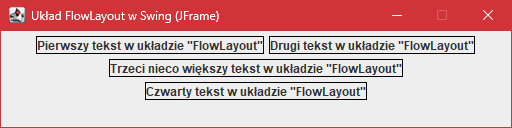 Wygląd tekstów w ramce "JFrame" z układem "FlowLayout" w "Swing"