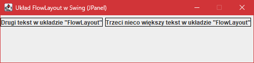 Wygląd tekstów w ramce "JPanel" z układem "FlowLayout" w "Swing"